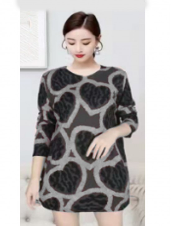 Heart Printed Soft Knitted Light Sweater